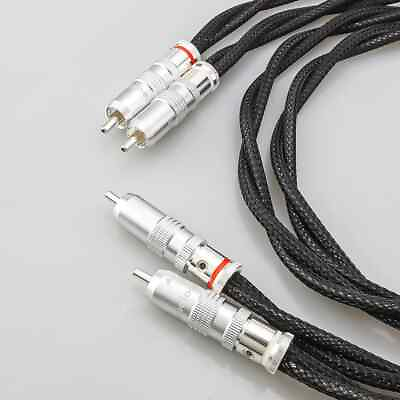 #ad Pair HI End Silver Plated Twist Shielded Wire HIFI Audio RCA Interconnect Cable $47.00