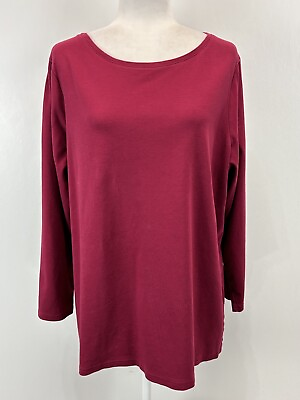 #ad L.L. Bean Long Sleeve Shirt Tshirt Sz 2X Plus Berry Stretch Casual $16.00