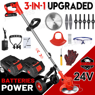 Electric Weed Lawn Edger Eater Cordless Grass String Trimmer Cutter 2 Battery $67.99