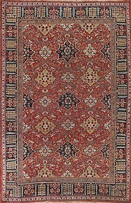 #ad Antique Mahal Red Navy Blue Vegetable Dye Handmade Living Room Area Rug 7#x27;x10#x27; $2379.00