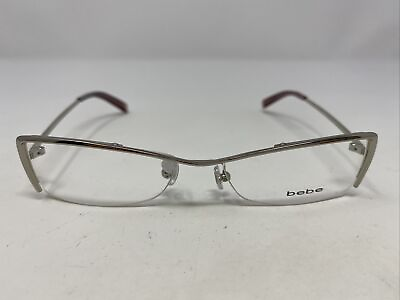 #ad Bebe Siren Chrome 50 14 135 Shiny Chrome Metal Half Rim Eyeglasses Frame YW95 $71.50