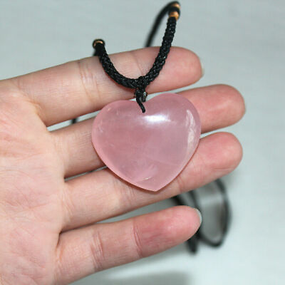 #ad Natural Heart Pink Rose Quartz Crystal Pendant Chakra Stone Point Healing Reiki $4.99