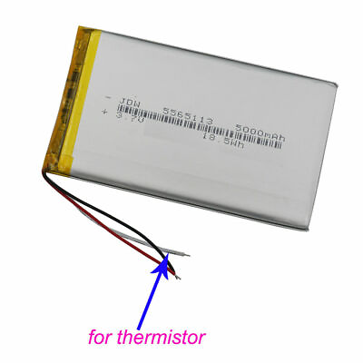 #ad 3.7V 5000mAh 3 Wires Thermistor Polymer Li Battery 5565113 For GPS Tablet PC $14.16