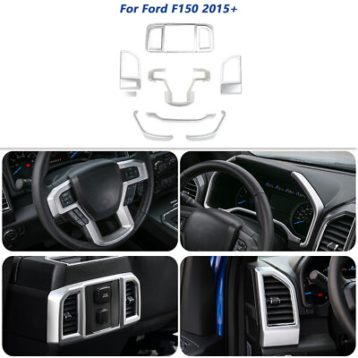 #ad 7x Interior Center Console Dashboard Decor Trim Cover For Ford F150 2015 Silver $71.99