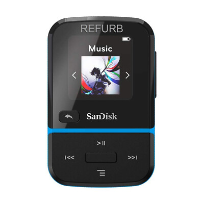 #ad SanDisk 16GB Clip Sport Go MP3 Player Blue w FM Radio SDMX30 016G G46B USED RFB $27.99