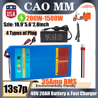 #ad 48V 20AH Lithium Battery for 500W 750W 1000W 1500W Electric bike Motor 35A BMS $225.00