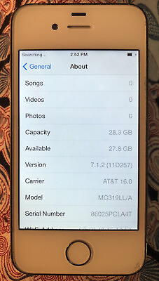 #ad Apple iPhone 4 Black ATT White A1332 32GB GSM CDMA Excellent Used IOS 7.1.2 $34.88