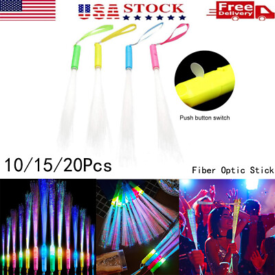 #ad 10 15 20PCS Light Neon Sticks Fiber Optic Wands Kids Vases Bulk Glow Party Pack $5.99