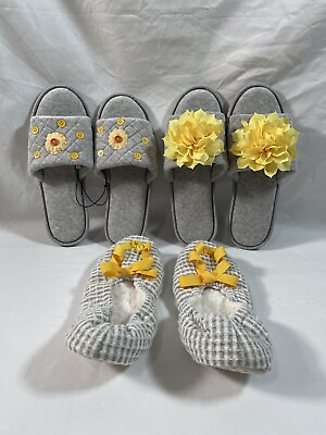 #ad lot of 3 women winter indoor slippers size 10 size 11 $7.89