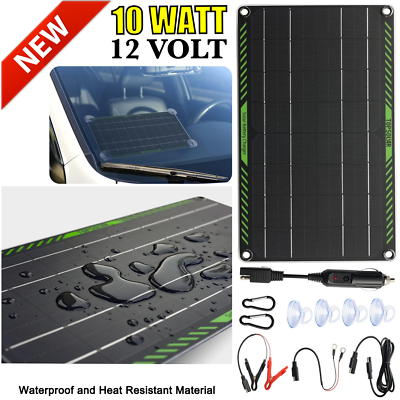 #ad 10 Watt 12 Volt Car Solar Trickle Charger Battery Maintainer Auto Boat Marine RV $31.21