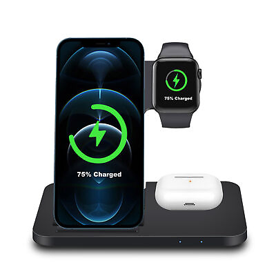 #ad 3in1 Wireless Charging Station Charger Stand For Apple Watch Air Pods iPhone 14 $21.99