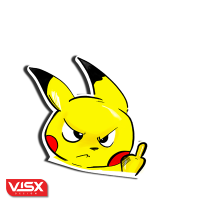 Pokemon Pikachu Middle Finger Peeker Bumper Sticker VISX JDM Car Laptop Apple $4.50
