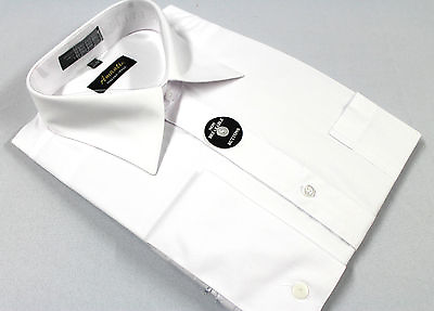 #ad French Cuff Dress Shirt Plain White Amanti Wrinkle Free Cotton Blend Modern Fit $22.99