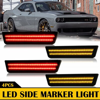 #ad For Dodge Challenger 2008 2014 Lens Smoke LED Side Marker Lights Front Rear 4PCS $39.99
