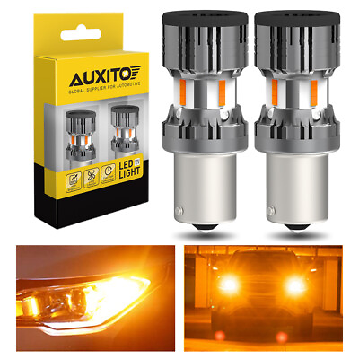 #ad AUXITO BA15S 1156 Turn LED Signal Light Bulbs Error Free Anti Hyper Flash Amber $22.19
