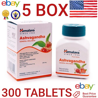 #ad Ashwagandha Himalaya 5 Pack 300 Tablets Exp9.2025 Anxiety Stress Relief Immunity $33.99