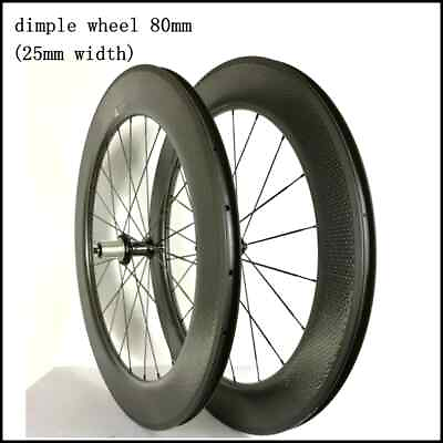 #ad #ad 700C Full Carbon Racing Wheelset 80mm Road Bicycle Thru Axle Wheels V Brake 24H $802.61