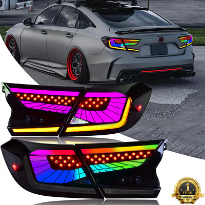 #ad RGB LED Tail Lights Assembly For Honda Accord 10th Gen 2018 2022 Rear Lamps Pair $308.89