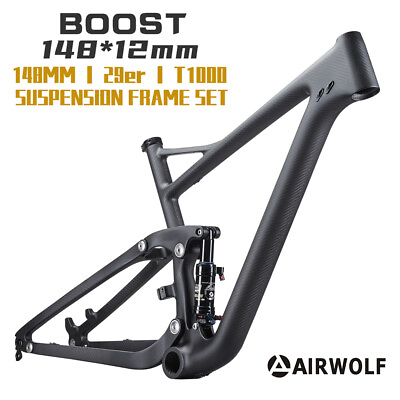 #ad AIRWOLF Full Suspension Carbon Mountain Bike Frame 29ER AM MTB Fiber 148*12mm $677.77