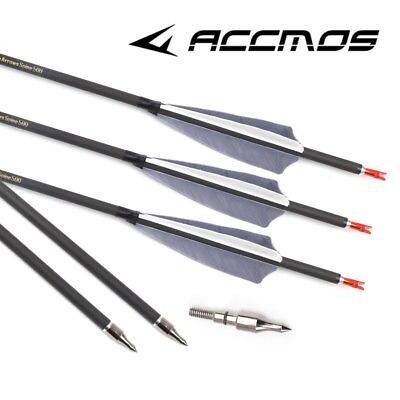 #ad 6 12p Pure Carbon Arrow ID6.2mm Spine Nature Feather Complete Arrows $30.99