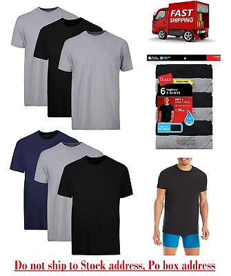 #ad 6 Pack Hanes Men#x27;s Value Pack Assorted T Shirt Undershirts Size S 3XL NEW $25.97