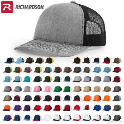 Richardson 112 Adjustable Snackback Trucker Hat OSFM Blank Mesh Back 135 Colors $11.49