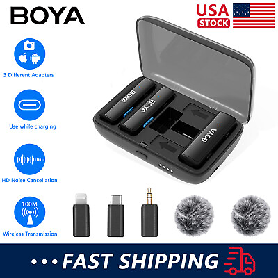 #ad BOYALINK Wireless Mic Lightning USB C 3.5mm Adapters Mono Stereo 10hr Battery $104.00