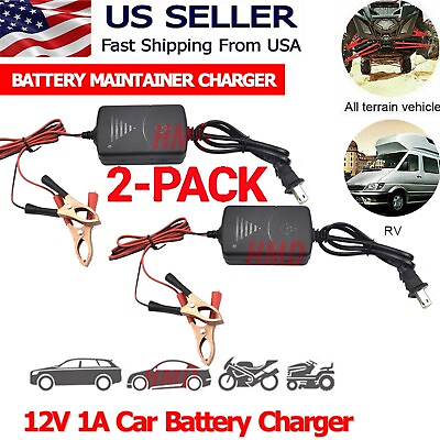 2PCS Car Battery Charger Maintainer 12V Trickle RV for Truck Motorcycle ATV Auto $13.99