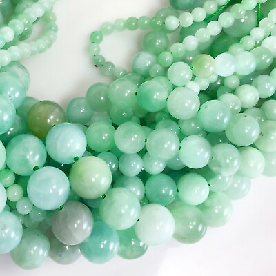 #ad Natural Burma Jade Round Beads 15quot; Strand 4mm 6mm 8mm 10mm Gemstone Jewelry $23.99