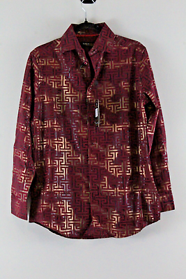 #ad Men#x27;s Long Sleeve Shirt Size 3X SUSLO COUTURE Color Burgundy Foil NWT $20.99