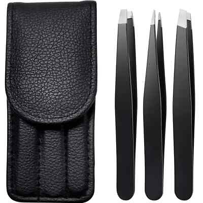#ad 3Pcs Stainless Steel Premium Eyebrow Tweezers Set Precision Eyebrow Hair Kit US $6.99