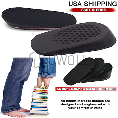 #ad Universal Gel Height Increase Insoles Invisible Shoe Lifts Inserts Elastic Shock $6.11