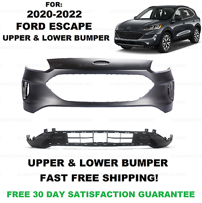 #ad Fits 2020 2021 2022 FORD ESCAPE FRONT BUMPER COVER UPPER LOWER SET $260.13