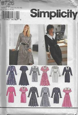 #ad Simplicity Sewing Pattern 8726 DRESS with Slim or Flared Skirt 12141618 $9.99