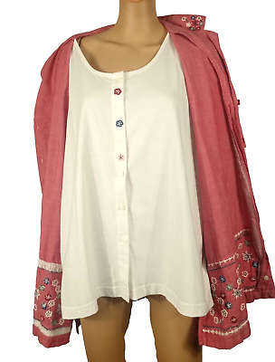 #ad Bobby Brooks Top Blouse 22W 24W Floral Embroidered $19.99