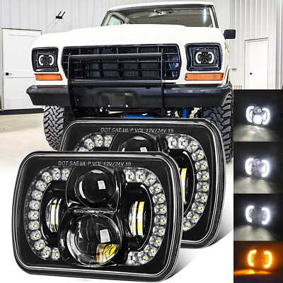#ad Pair 5X7 7x6quot; LED Headlights Hi Lo Beam DRL H4 For Ford Bronco For Ranger F150 $89.99