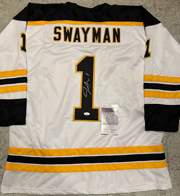 #ad Jeremy Swayman Boston Bruins Autographed Signed White Style Jersey XL coa JSA $129.99