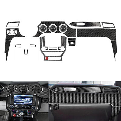 #ad 31Pcs Carbon Fiber Interior Full Set Decor Trim Sticker For Ford Mustang 2015 19 $95.87