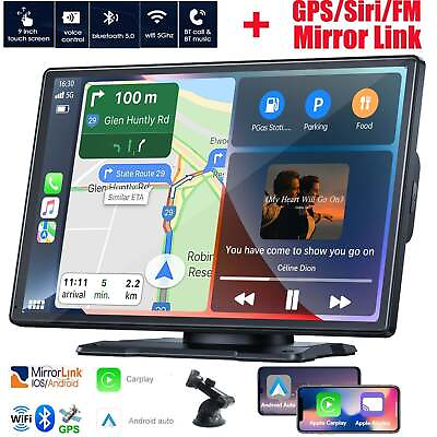 #ad 9 Inch Portable Car Stereo Radio Wireless Apple Carplay Android Auto GPS AUX FM $85.99