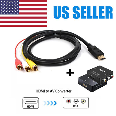 #ad HDMI To RCA AV Adapter Converter Cable CVBS 3RCA 1080P Composite Video Audio $9.99