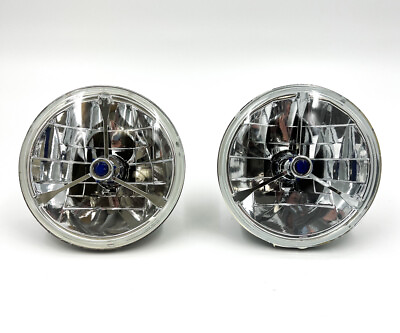 #ad Pair 7quot; Inch Tri Bar Blue Dot Headlights H4 Bulbs For Cars Trucks amp; More $29.99