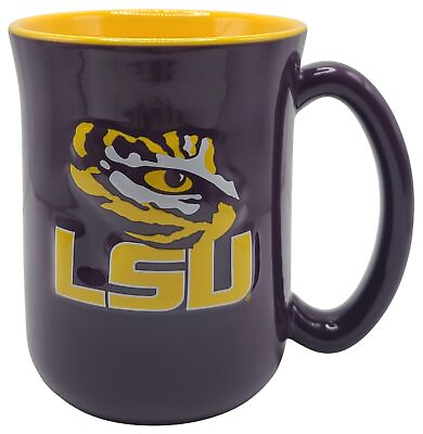 #ad NCAA Large 15oz Sculpted Cafe Mug Raised Logo Inner Color LSU Tigers $24.95