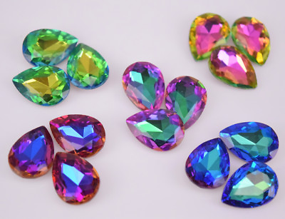 #ad 50 pcs Crystal Glass Rhinestones Tear drop Color Faceted Beads Jewelrys DIY $6.99