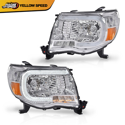 #ad #ad Fit For Toyota Tacoma 05 11 LED DRL Tube Chrome Projector Headlights HeadLamps $82.29