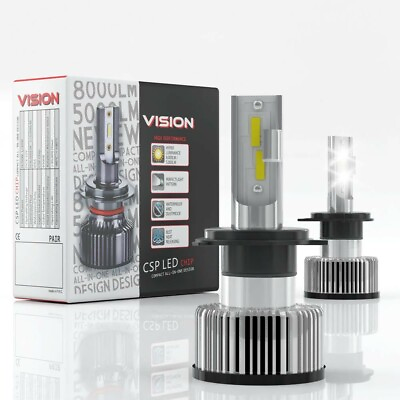 #ad DS18 VIXH4 VISION H4 CSP LED Headlight Bulbs Conversion Kit High Low 6500K White $39.95