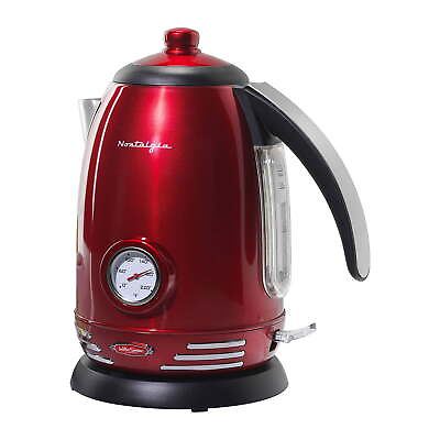 #ad 1.7L Stainless Steel Electric Water Kettle with Strix Thermostat Retro Red $34.56