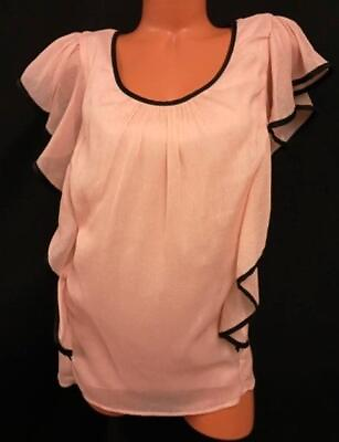 #ad *B Wear pink scoop neck metallic shimmer sheer panel lined flutter sleeve top 2X $14.99