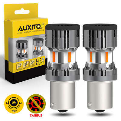 #ad AUXITO LED Turn Signal Blinker Light 1156 Amber 7506 Yellow Bright DRL Bulbs $22.09