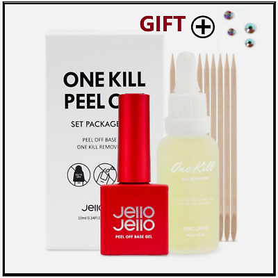 #ad SAME DAY Jello Jello Peel Off Base Gel 10mlExclusive One Kill Remover 30ml Set $29.77