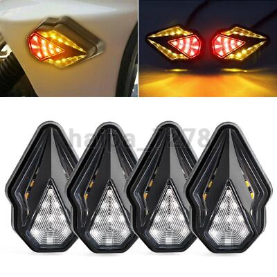 #ad 4X Motorcycle LED Flush Mount Turn Signal Light Indicator Flowing Amber Red DRL $17.98